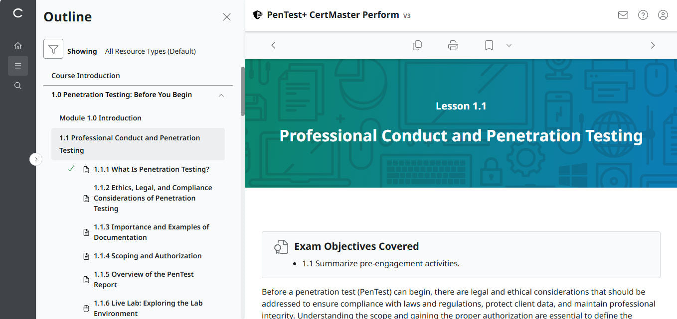 Best Value : CertMaster Perform CompTIA PenTest+ v3  (Exam PT0-003) - 3 Months Access , No Access Code