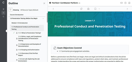 Best Value : CertMaster Perform CompTIA PenTest+ v3  (Exam PT0-003) - 3 Months Access , No Access Code